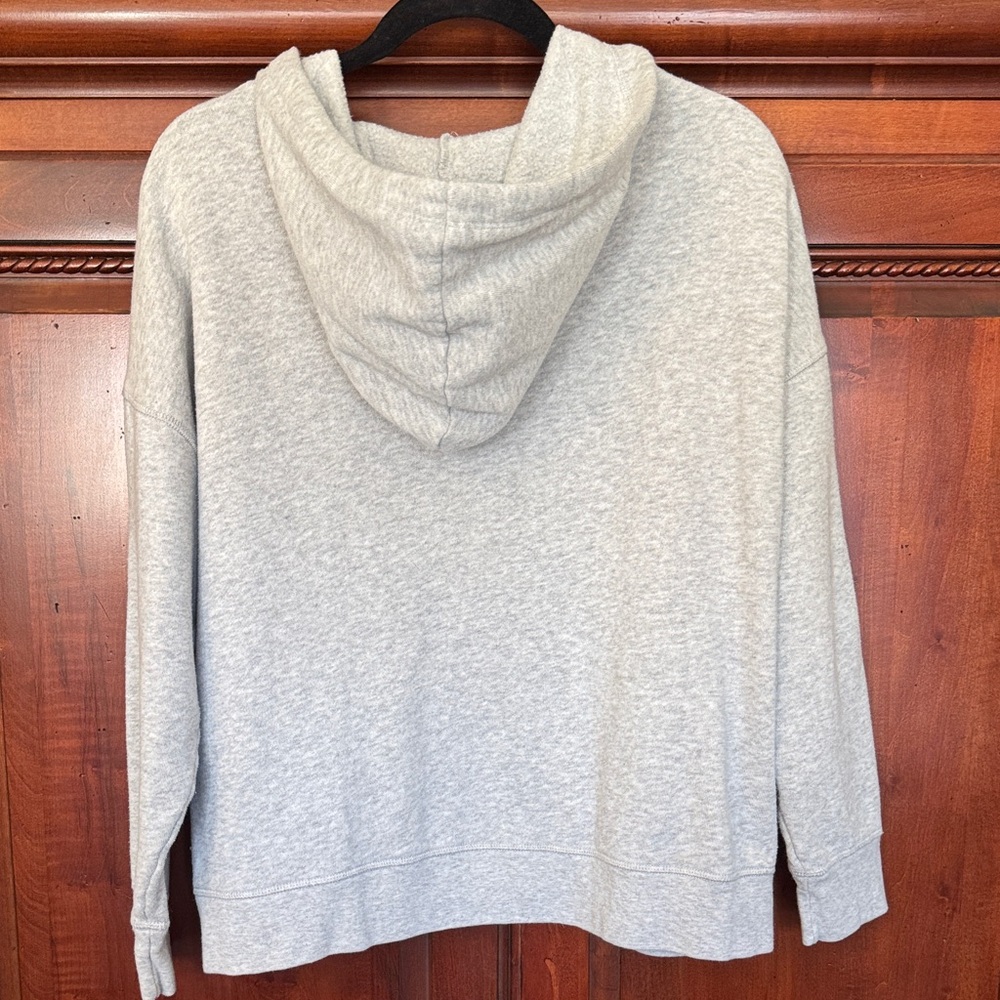 American Eagle Outfitters Light Gray Hoodie with Pink Floral Embroidery - Picture 7 of 7